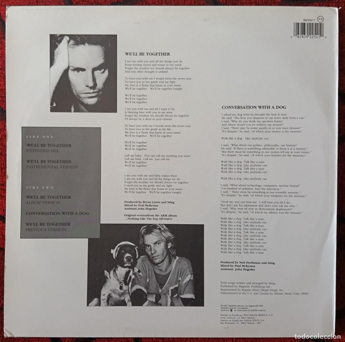 Discos de vinilo: STING ** Well Be Together ** MAXI SINGLE VINILO 1987 - Foto 2