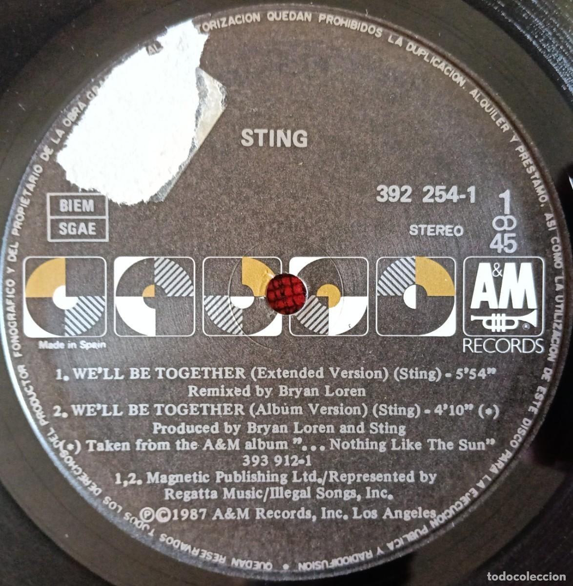 Discos de vinilo: STING ** Well Be Together ** MAXI SINGLE VINILO 1987 - Foto 3