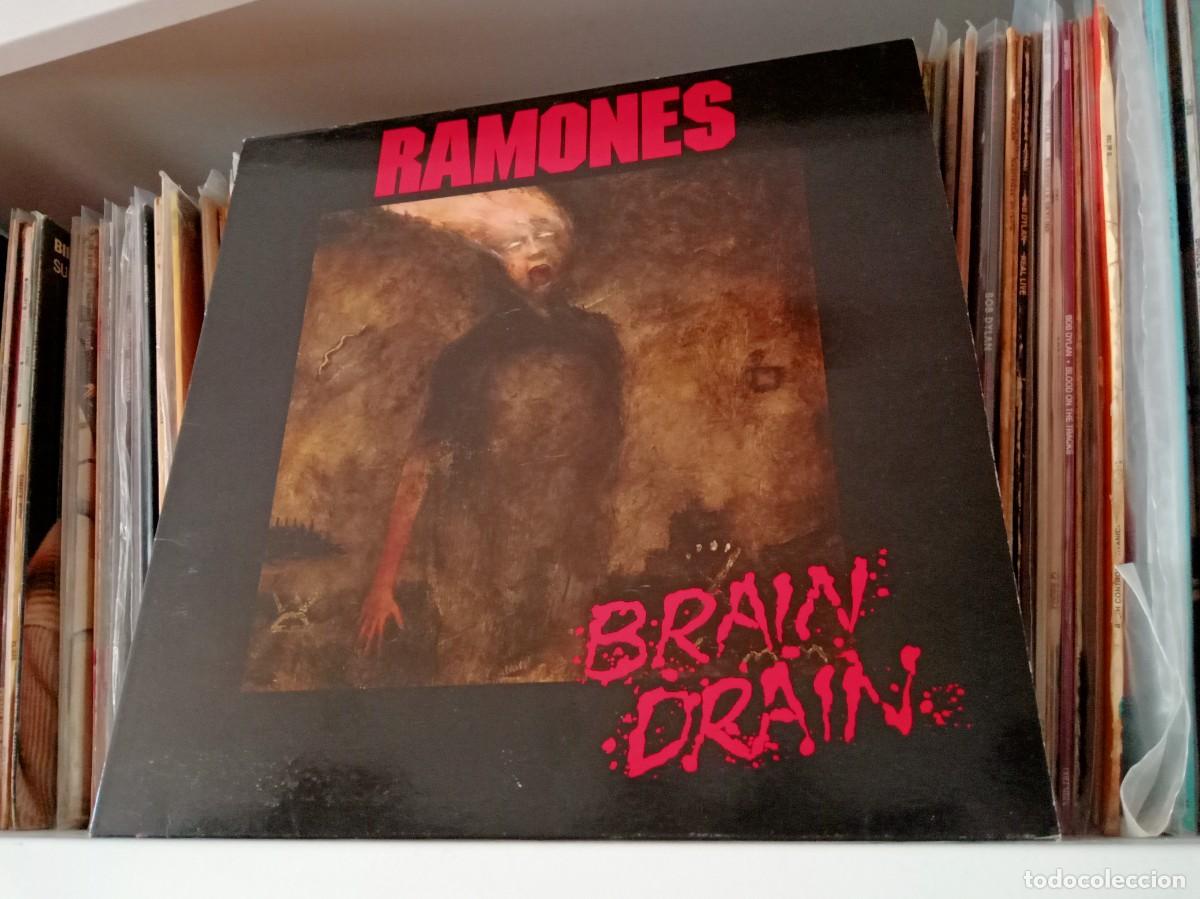 Discos de vinilo: Ramones &lrm;&ndash; Brain Drain - LP Spain 1989 - Foto 1
