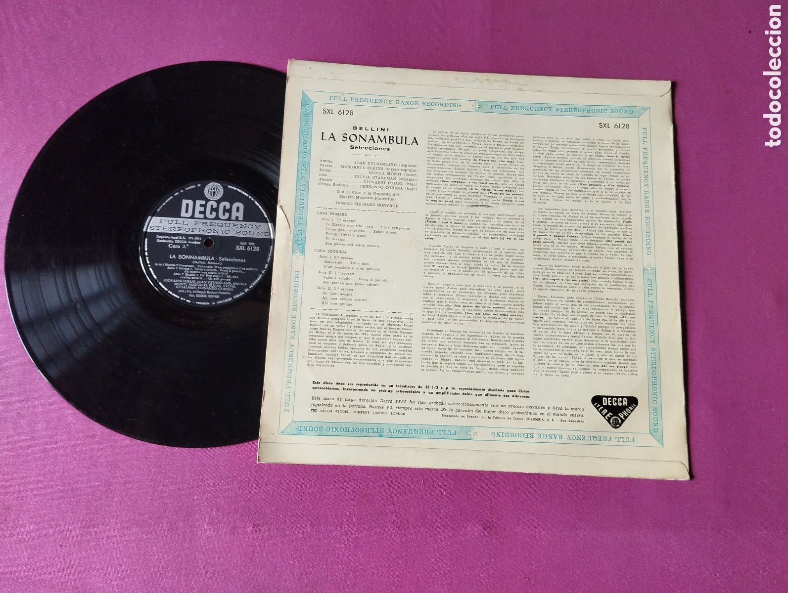 Discos de vinilo: LA SONAMBULA BELLINI LP L31 31 - Foto 2