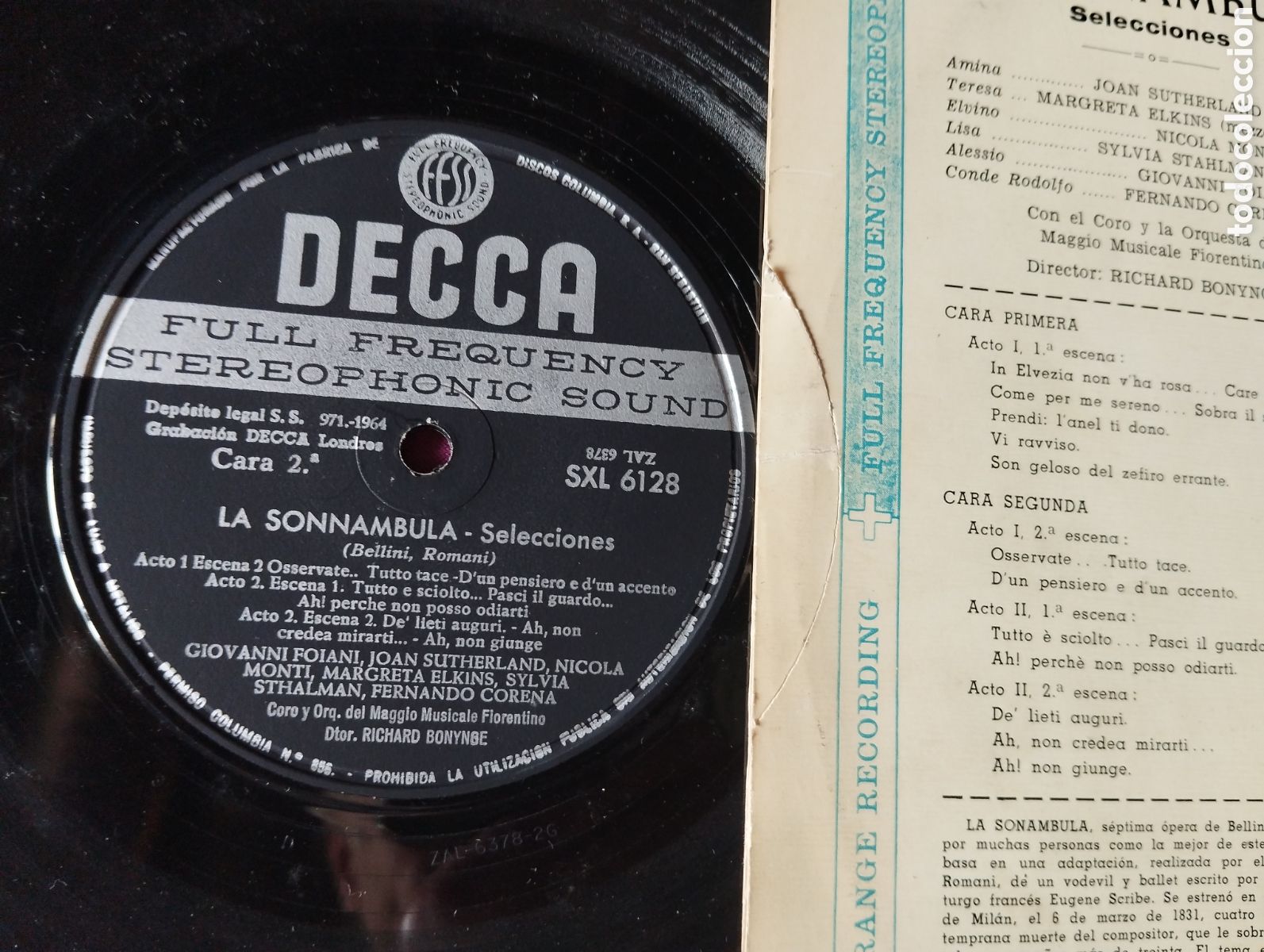 Discos de vinilo: LA SONAMBULA BELLINI LP L31 31 - Foto 3