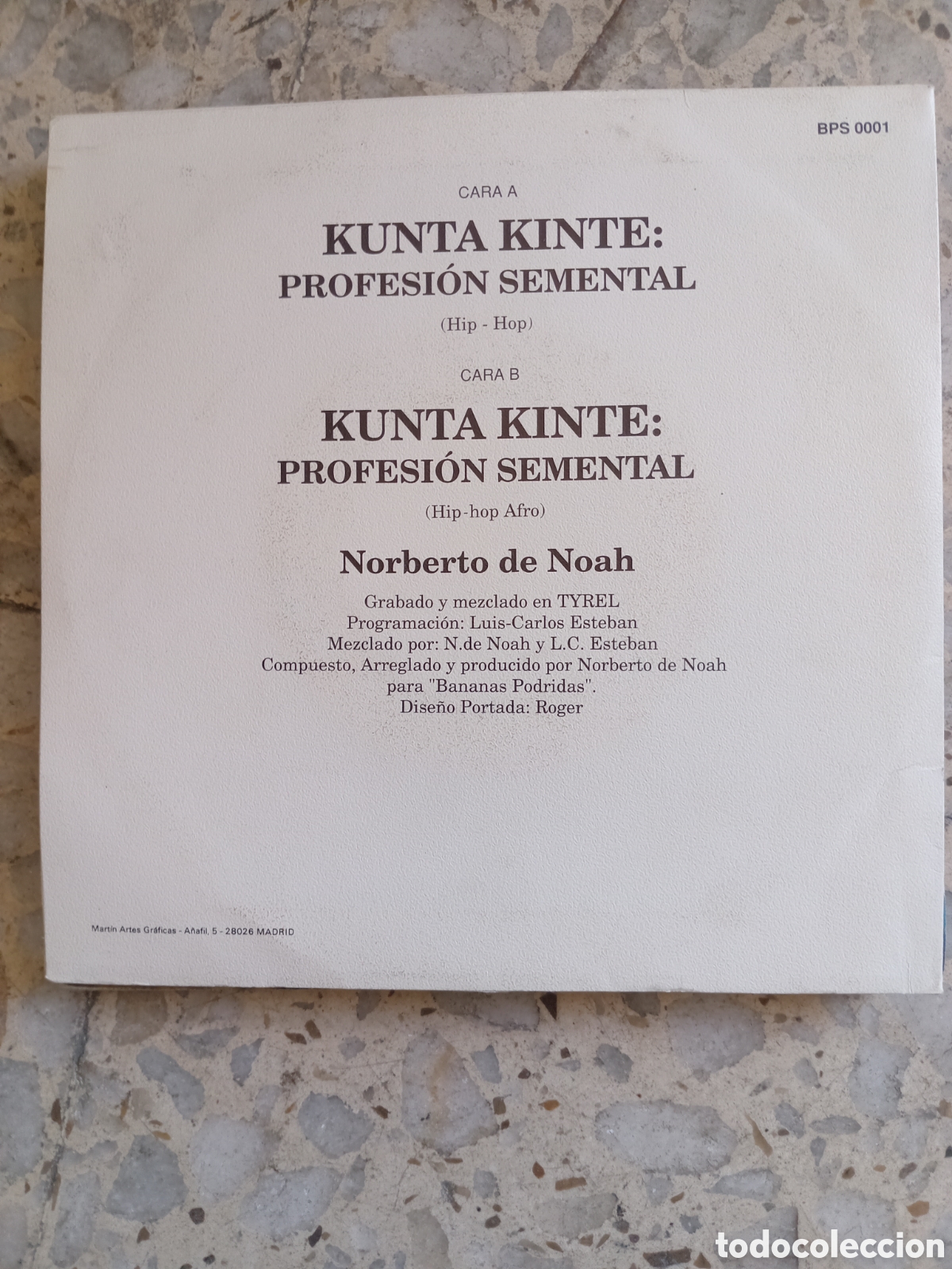 Discos de vinilo: SGL NORBERTO DE NOAH KUNTA KINTE PROFESION SEMENTAL 1990 - Foto 2