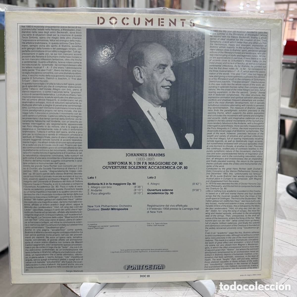 Discos de vinilo: Brahms - Dimitri Mitropoulos - Sinfonia No. 3 (LP) - Foto 2
