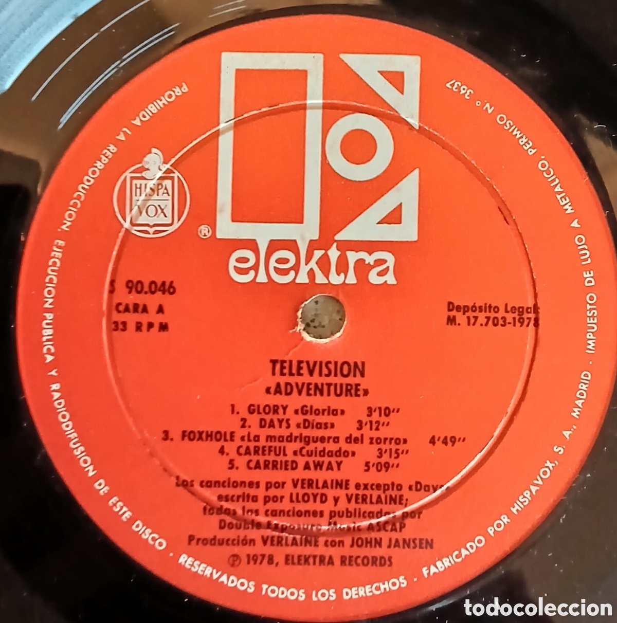Discos de vinilo: Television - Adventure - Espa&ntilde;a 1978. Vg++ - Foto 2