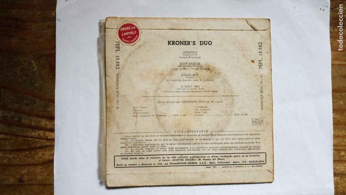 Discos de vinilo: Kroners Duo. Amapola - Foto 2