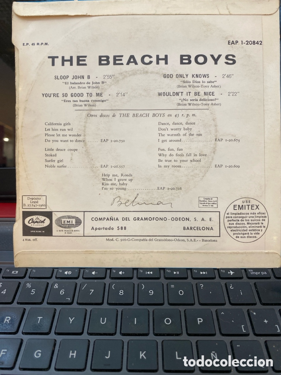 Discos de vinilo: THE BEACH BOYS - SLOOP JOHN B + 3 EP SPAIN - Foto 2