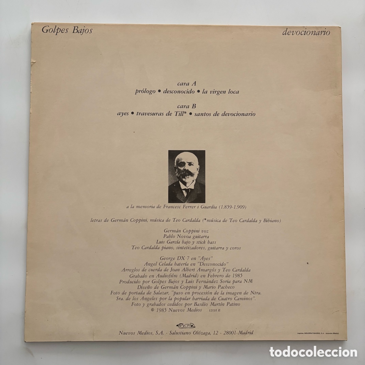 Discos de vinilo: lp Golpes Bajos &ndash; Devocionario de 1985 - Foto 2