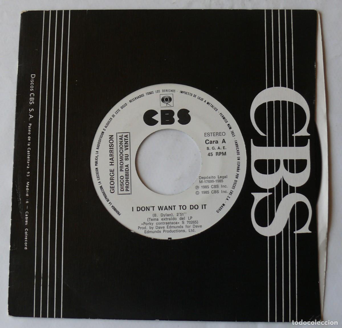 Discos de vinilo: George Harrison - I dont want to do it - Single - Foto 1