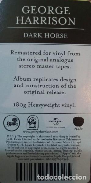Discos de vinilo: George Harrison &ndash; Dark Horse lp - Foto 2