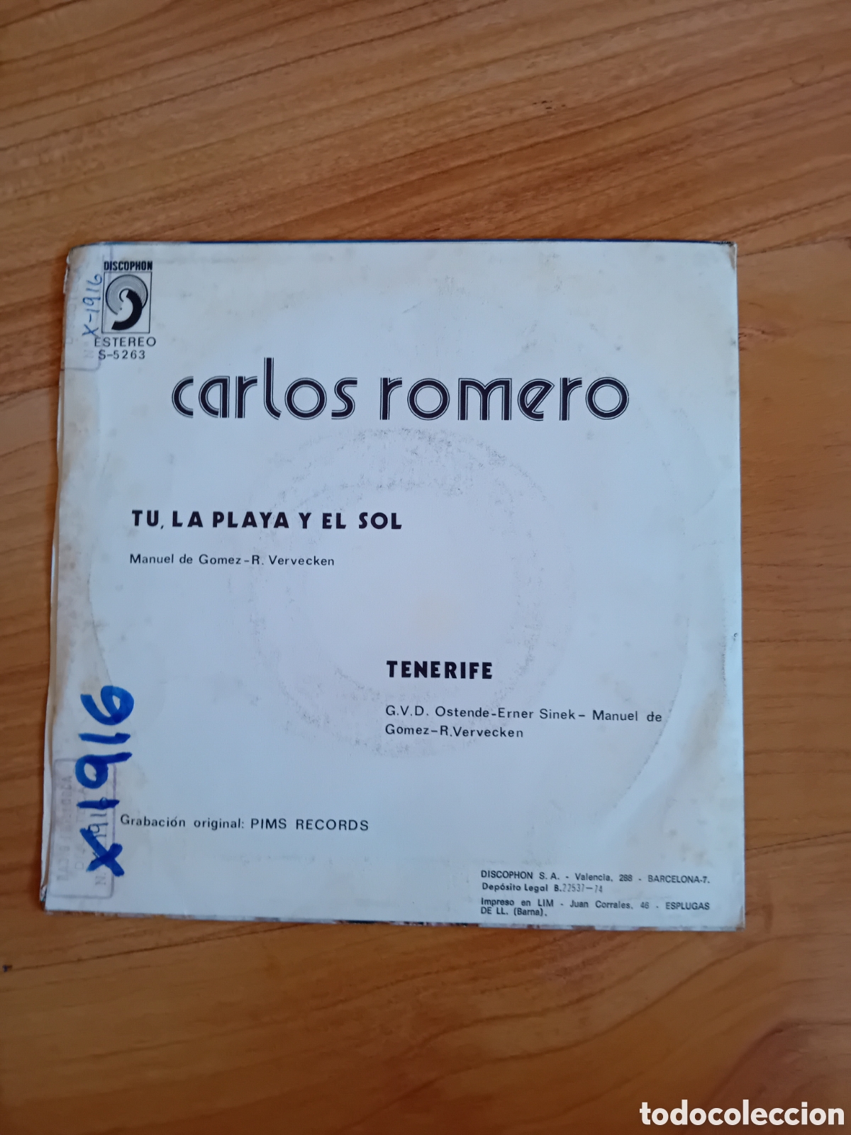 Discos de vinilo: CARLOS ROMERO. TU, LA PLAYA Y EL SOL - Foto 2