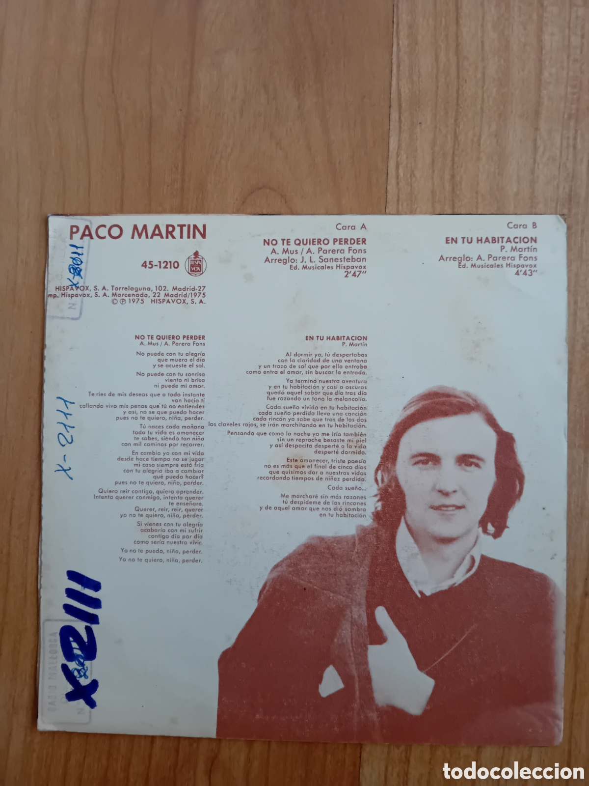 Discos de vinilo: PACO MARTIN. NO TE QUIERO PERDER - Foto 2