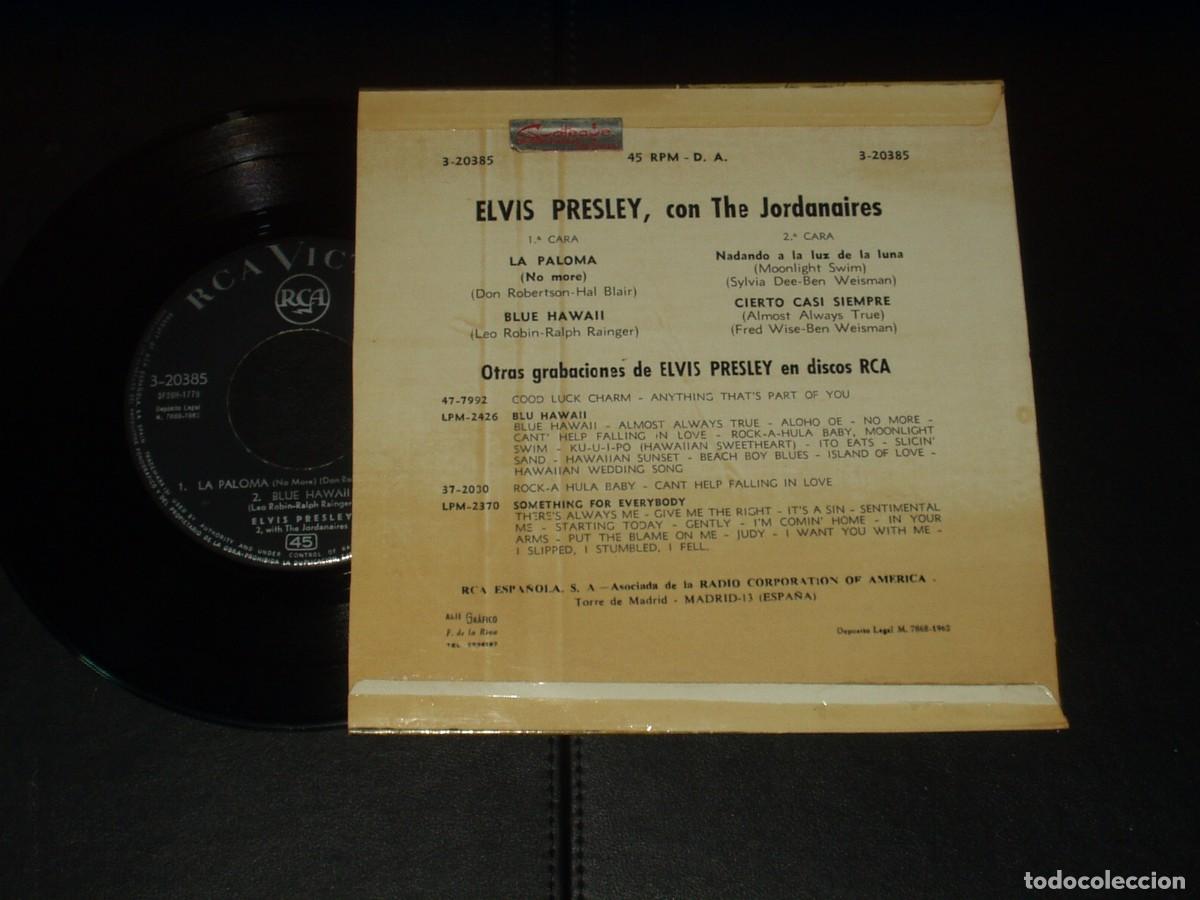 Discos de vinilo: ELVIS PRESLEY EP LA PALOMA+3 - Foto 2