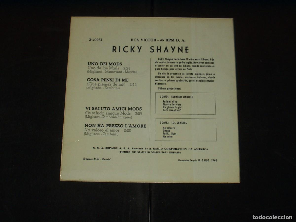 Discos de vinilo: RICKY SHAYNE EP UNO DEI MODS+3 - Foto 2