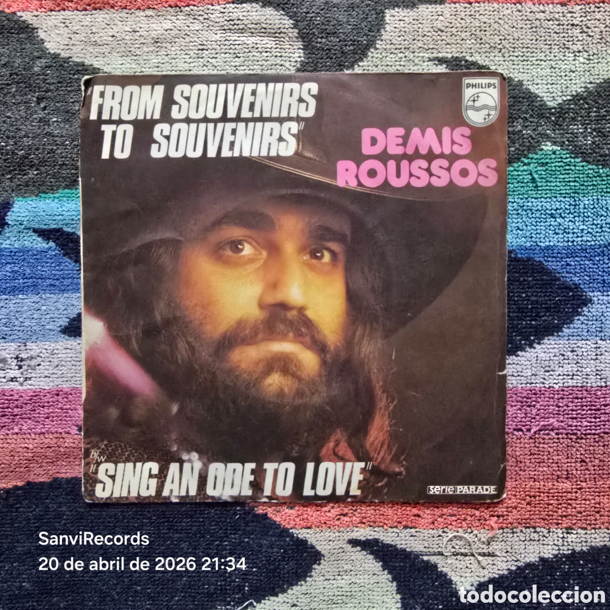 Discos de vinilo: [SINGLE] DEMIS ROUSSOS: FROM SOUVENIRS TO SPUVENIRS - SING AN ODE TO LOVE (PHILIPS) (1972)