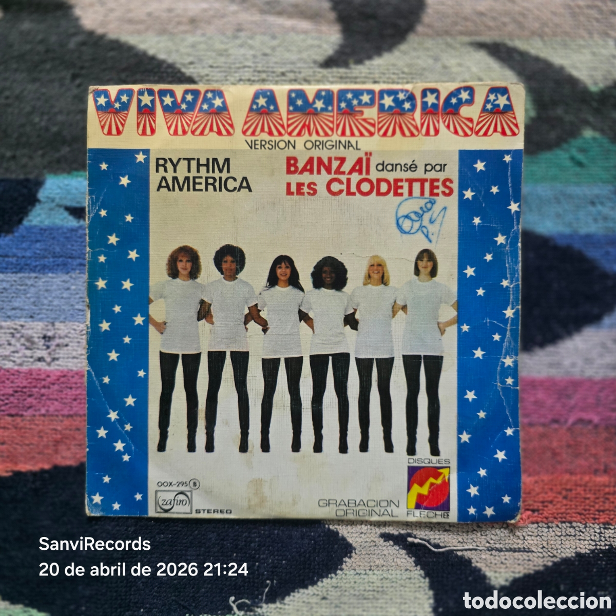 Discos de vinilo: [SINGLE] BANZA&Iuml; DANS&Eacute; PAR LES CLODETTES: RYTHM AMERICA - VIVA AMERICA (ZAFIRO) (1976)