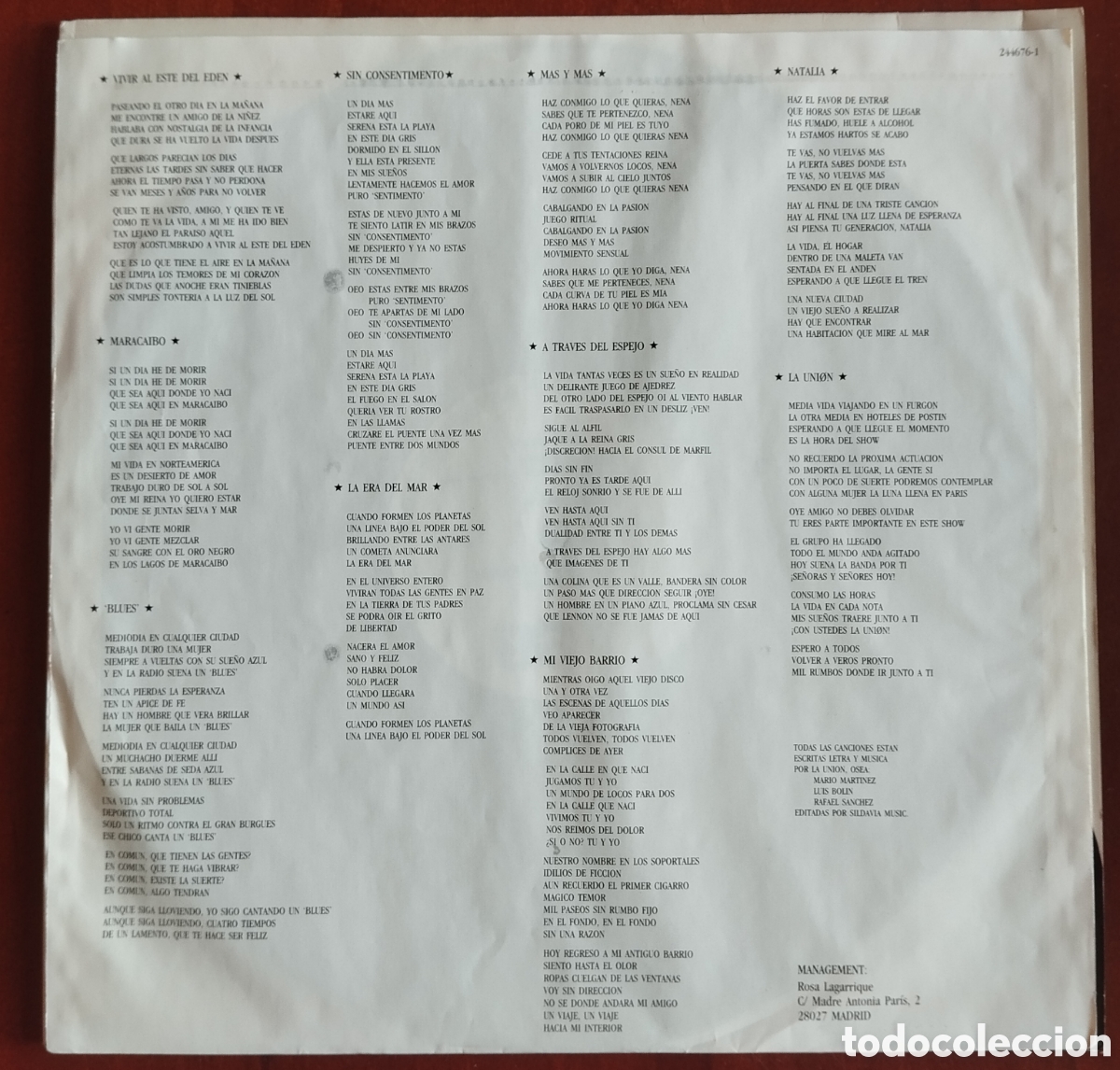 Discos de vinilo: La Uni&oacute;n - Vivir al &eacute;ste del Ed&eacute;n - LP - Foto 4