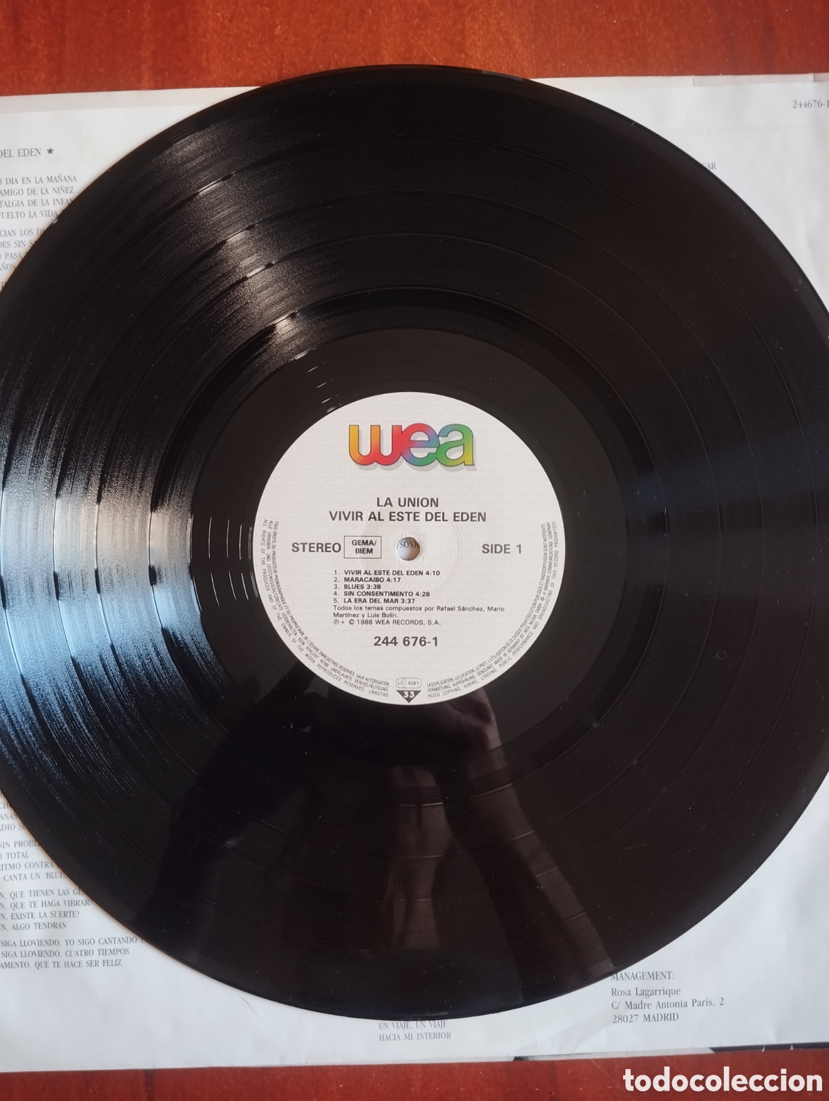 Discos de vinilo: La Uni&oacute;n - Vivir al &eacute;ste del Ed&eacute;n - LP - Foto 5