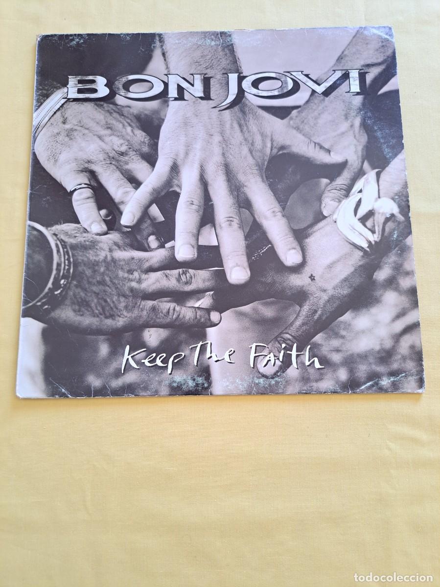 Discos de vinilo: BON JOVI - KEEP THE FAITH (SOLO CARATULA + ENCARTE CON LETRAS)