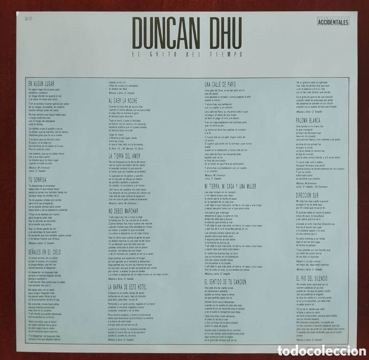 Discos de vinilo: Duncan Dhu - El grito del Tiempo - LP - Foto 3