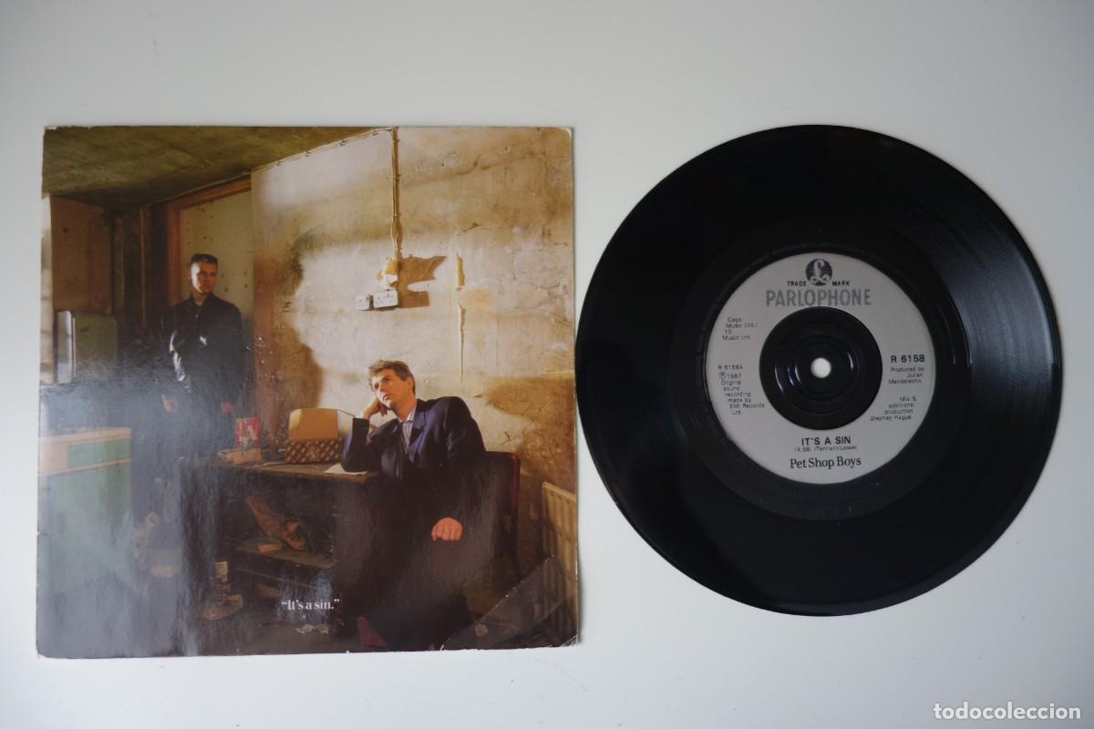 Vinyl records: PET SHOP BOYS: It's A Sin. Single vinilo 7&rdquo; Original UK SILVER INJECTED LABELS