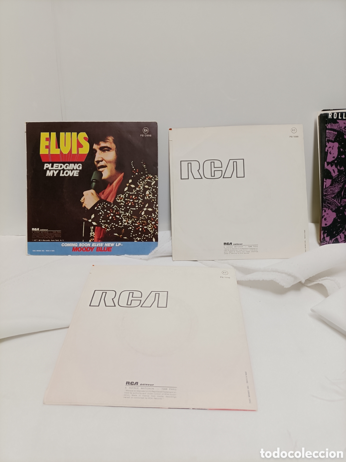 Discos de vinilo: 3 Singles,Elvis Presley,ED Francia - Foto 2
