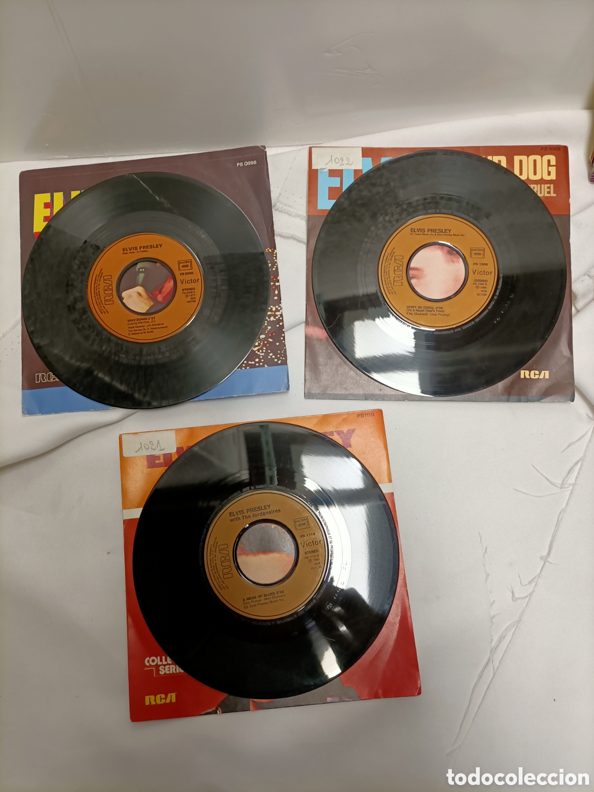 Discos de vinilo: 3 Singles,Elvis Presley,ED Francia - Foto 4