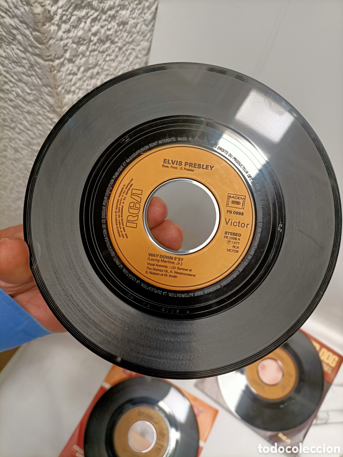 Discos de vinilo: 3 Singles,Elvis Presley,ED Francia - Foto 5