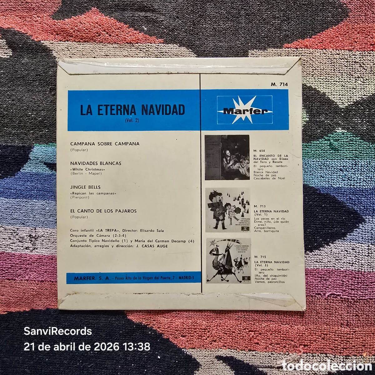 Discos de vinilo: [EP] LA ETERNA NAVIDAD VOL. 2 (MARFER) (1965) - Foto 4