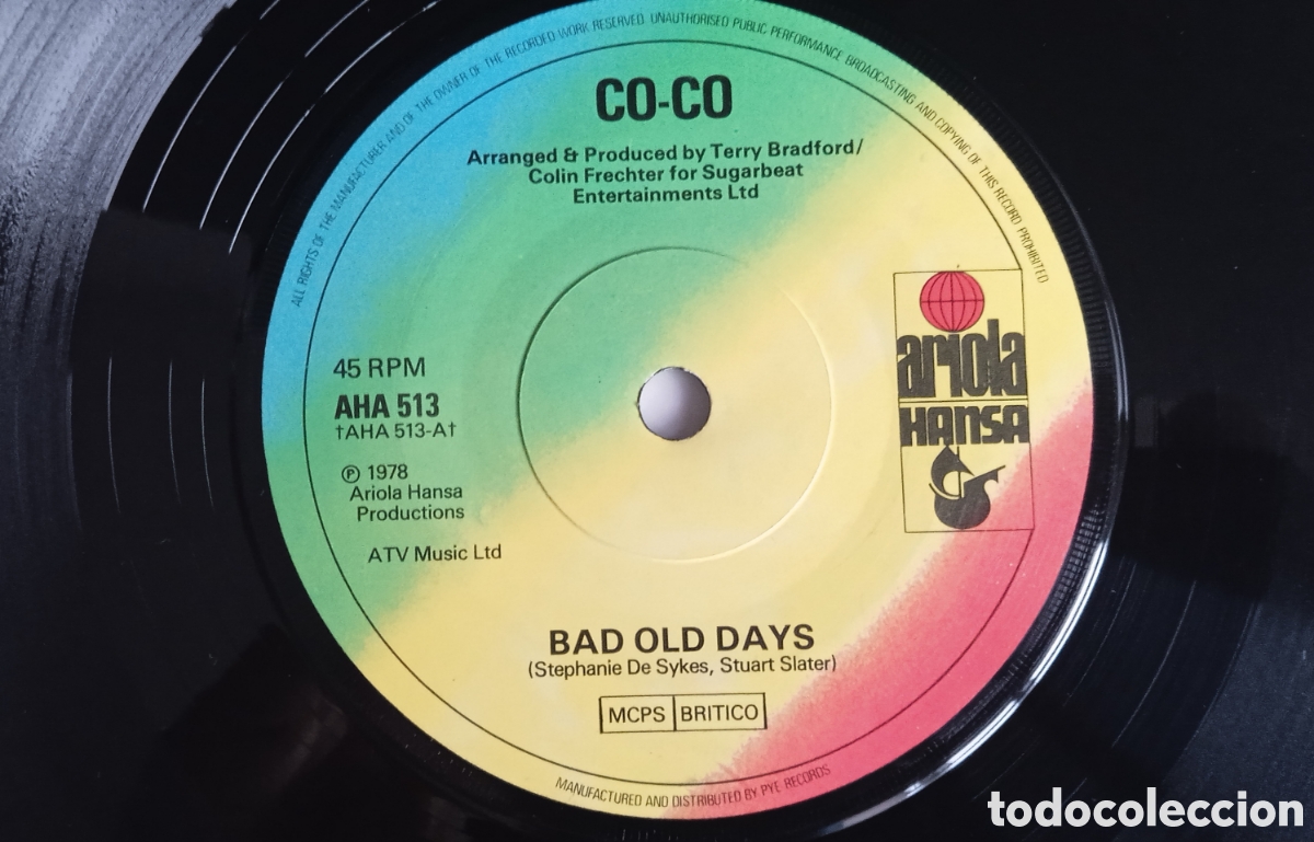Discos de vinilo: CO-CO - Bad old days (1978) disco de vinilo single - Foto 1