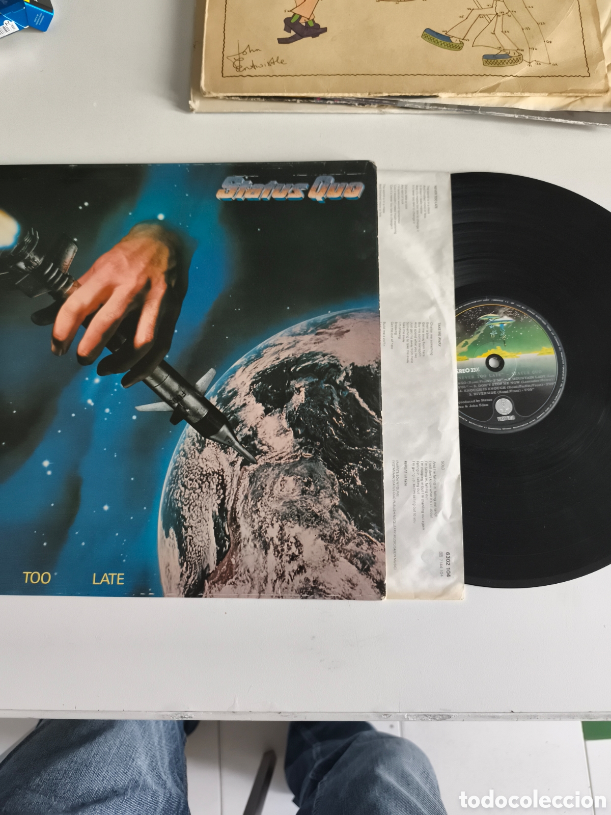 Discos de vinilo: Antiguo LP Status Quo Nevera Too late - Foto 2