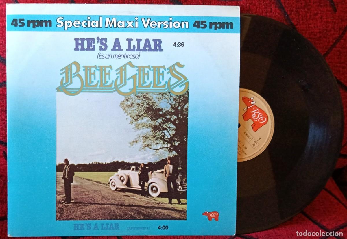 Discos de vinilo: BEE GEES ** He's A Liar ** MAXI SINGLE VINILO 1981