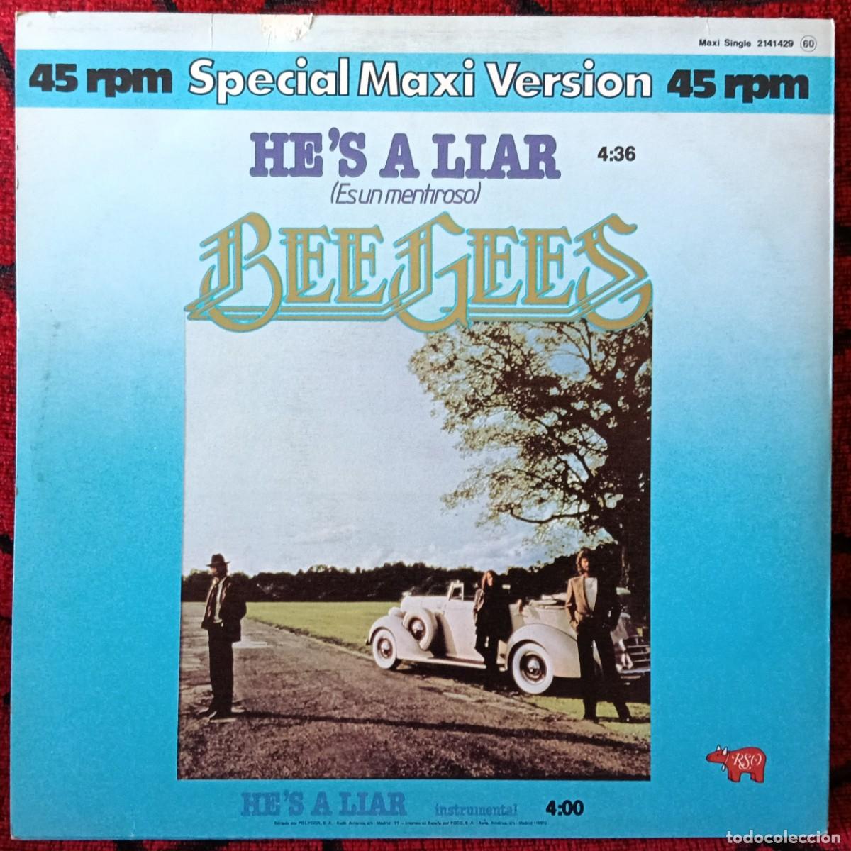 Discos de vinilo: BEE GEES ** Hes A Liar ** MAXI SINGLE VINILO 1981 - Foto 2