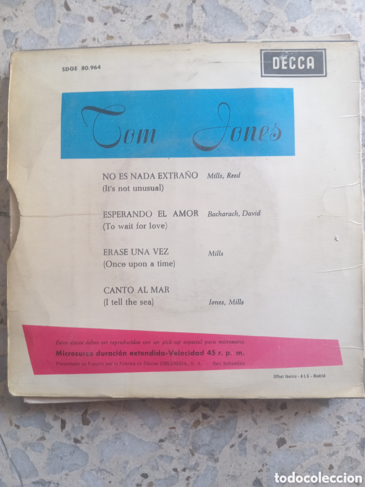 Discos de vinilo: EP TOM JONES NO ES NADA EXTRA&Ntilde;O 1965 - Foto 2
