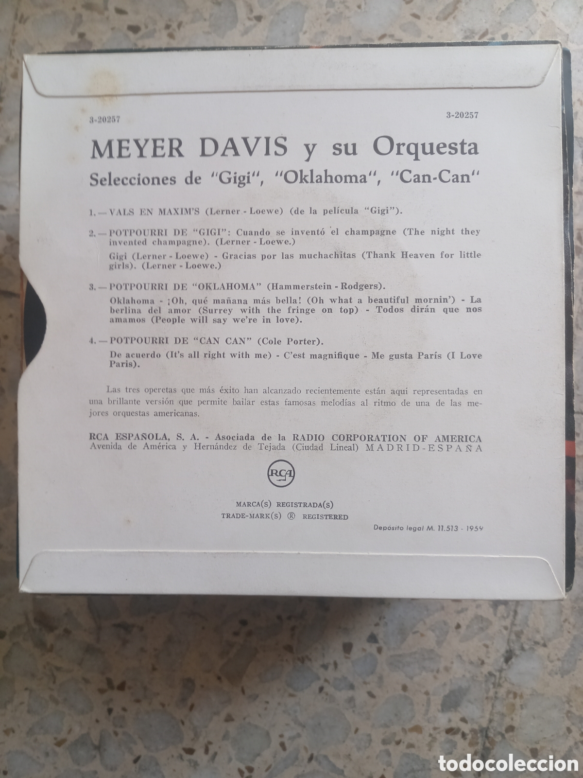 Discos de vinilo: EP MEYER DAVIS GIGI OKLAHOMA CAN CAN 1959 - Foto 2