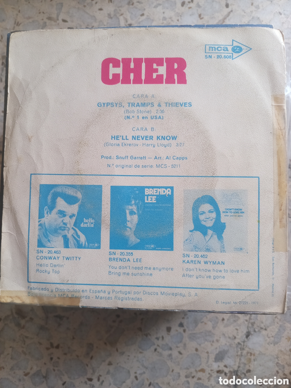 Discos de vinilo: SGL CHER GYPSYS TRAMPS & THIEVES 1971 - Foto 2