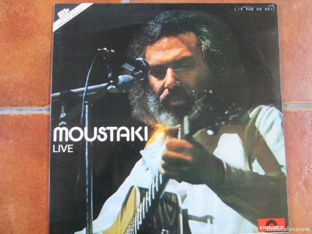 Discos de vinilo: GEORGES MOUSTAKI - Live. Doble LP, edici&oacute;n espa&ntilde;ola 12&rdquo; 1975. Carpeta abierta. Magn&iacute;fico VG+/NM