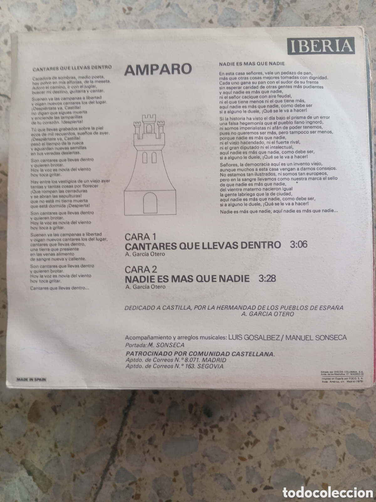 Discos de vinilo: SGL AMPARO CANTARES QUE LLEVAS 1979 - Foto 2
