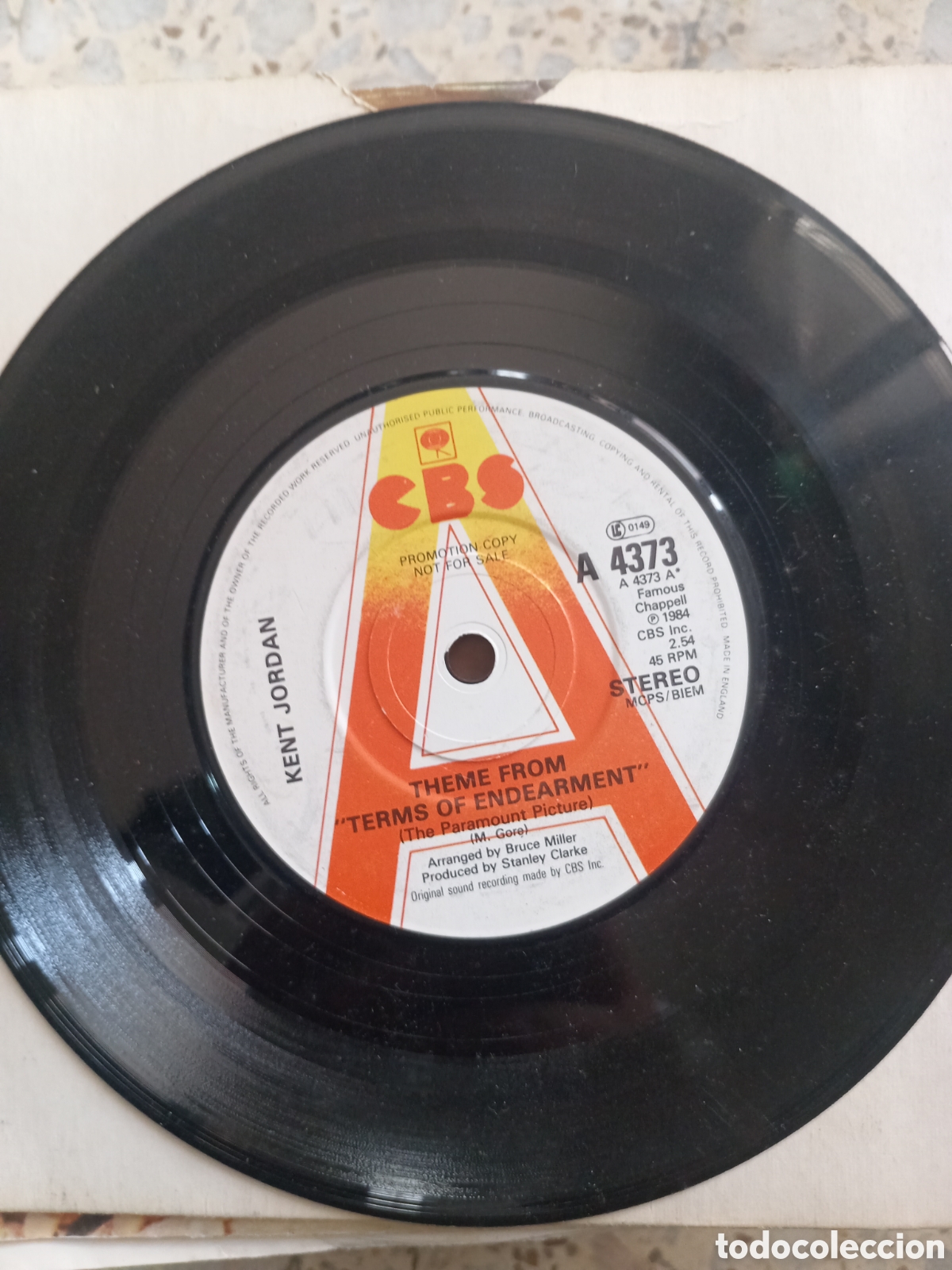 Discos de vinilo: SGL KENT JORDAN THEME FROM TERMS OF ENDEARMENT GENESIS 1984 PROMO sin portada es asi
