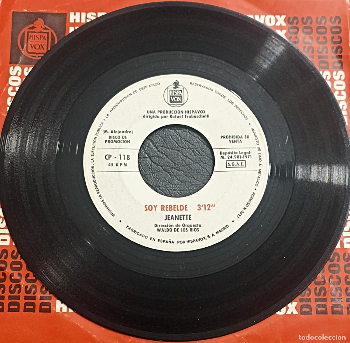 Discos de vinilo: SINGLE JEANETTE - SOY REBELDE - HISPAVOX 1971 - Foto 3