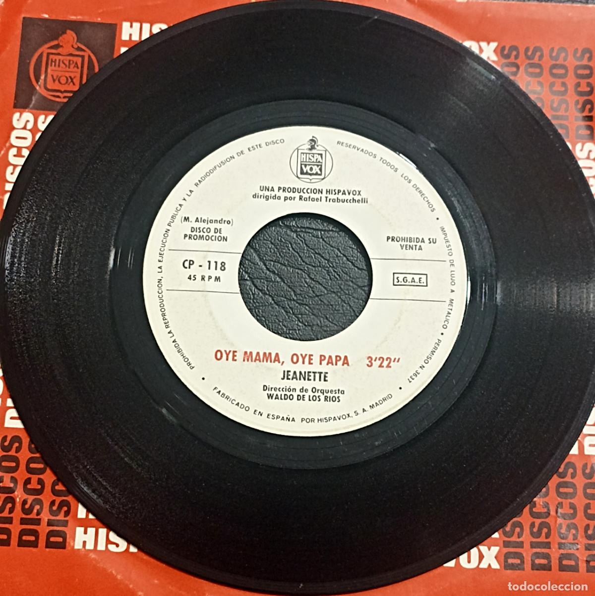 Discos de vinilo: SINGLE JEANETTE - SOY REBELDE - HISPAVOX 1971 - Foto 4