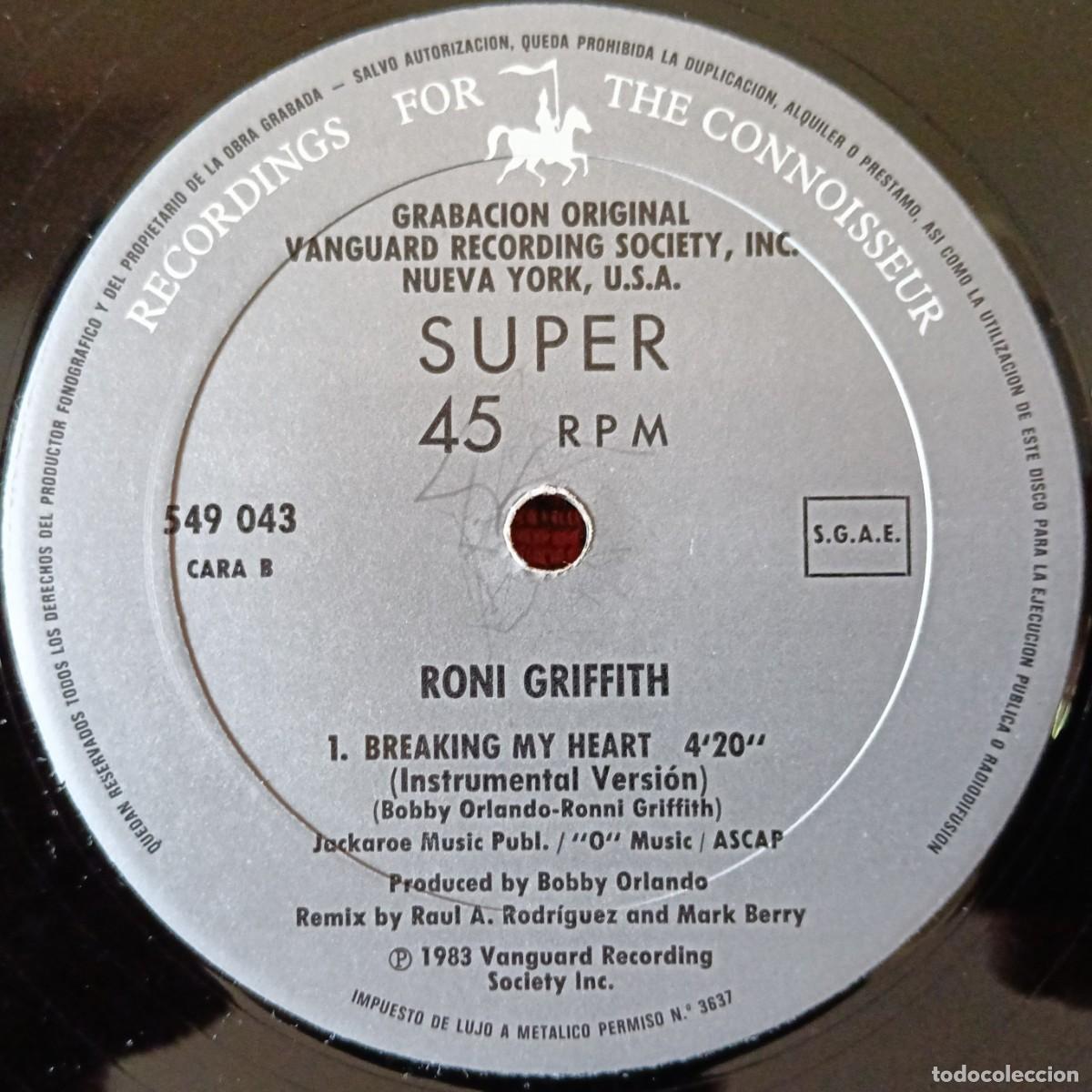 Discos de vinilo: RONI GRIFFITH ** Breaking My Heart ** MAXI SINGLE VINILO 1983 - Foto 4