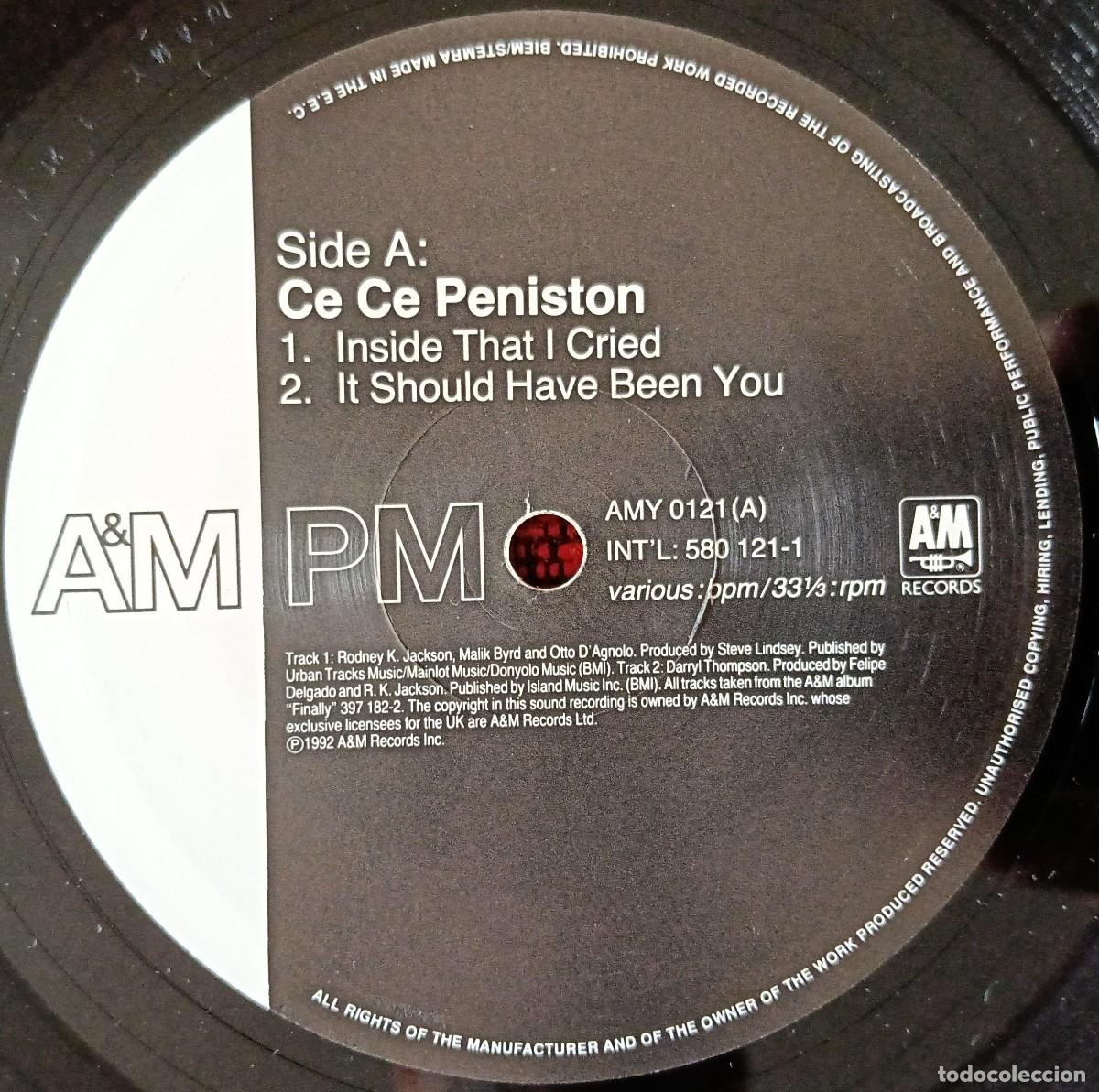 Discos de vinilo: CECE PENISTON ** Inside That I Cried ** MAXI SINGLE VINILO 1992 UK - Foto 3