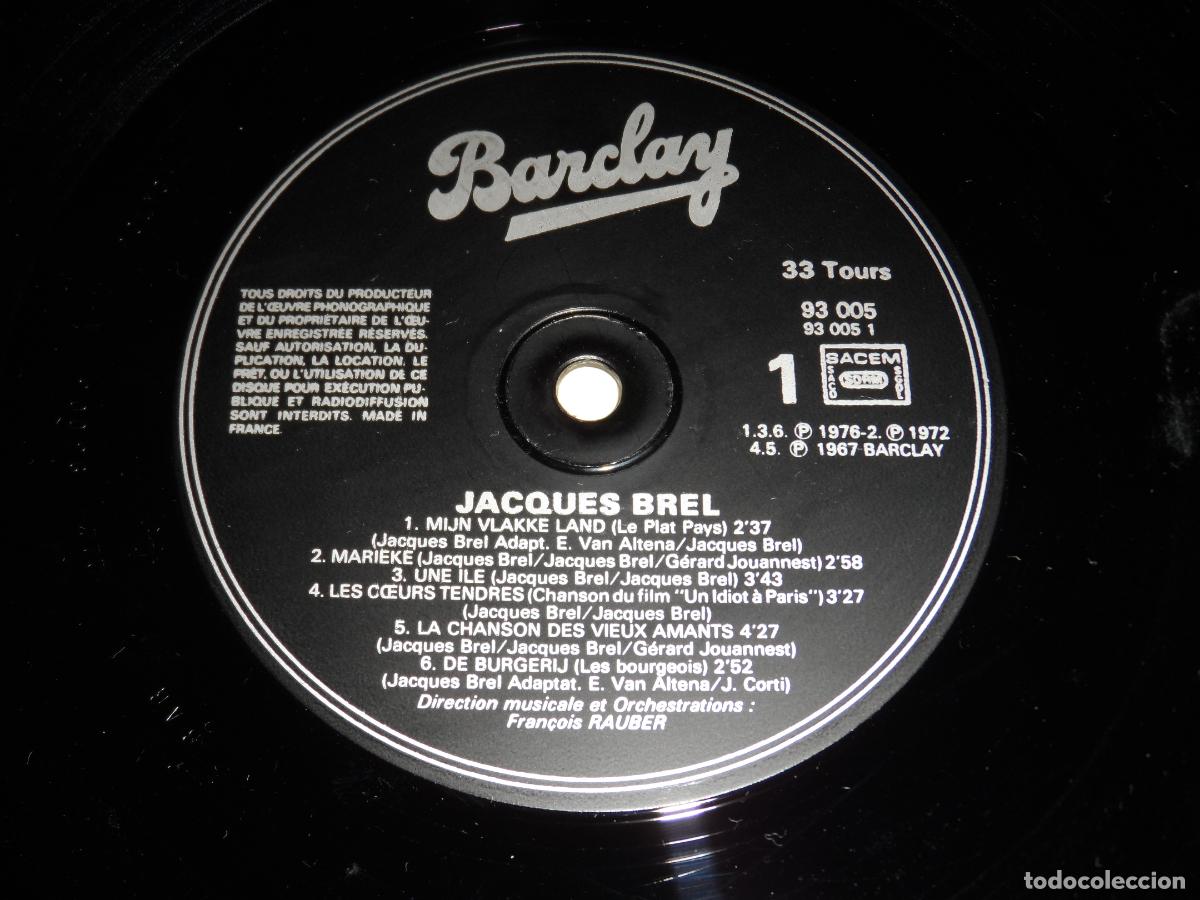 Discos de vinilo: JACQUES BREL - Zingt (FRANCE 1976) - Foto 3