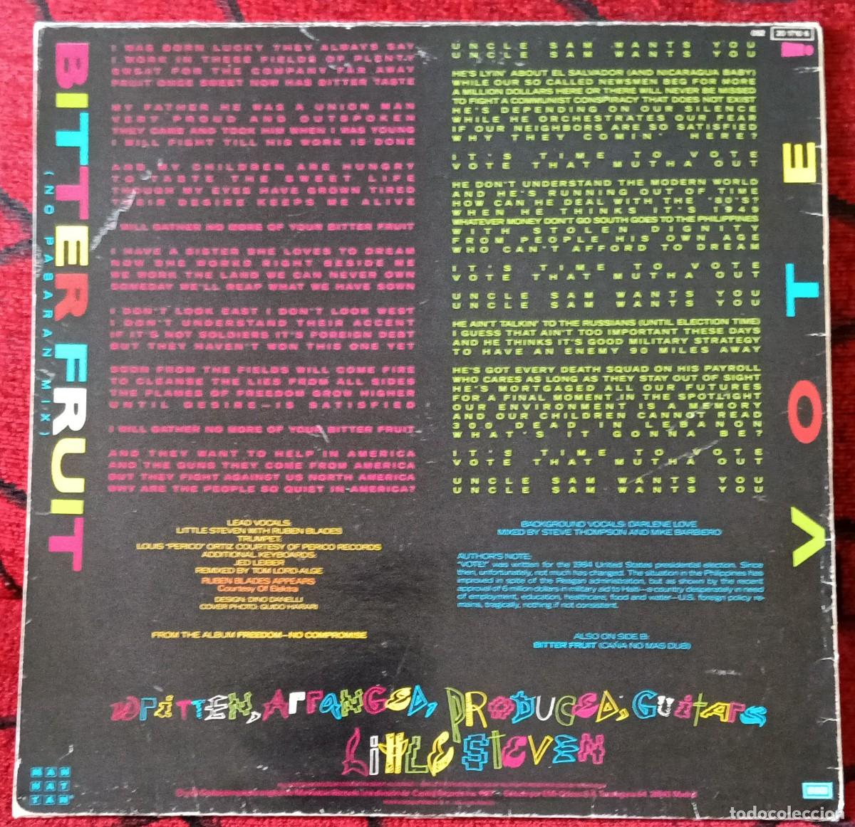 Discos de vinilo: LITTLE STEVEN ** Bitter Fruit ** MAXI SINGLE VINILO 1987 - Foto 2