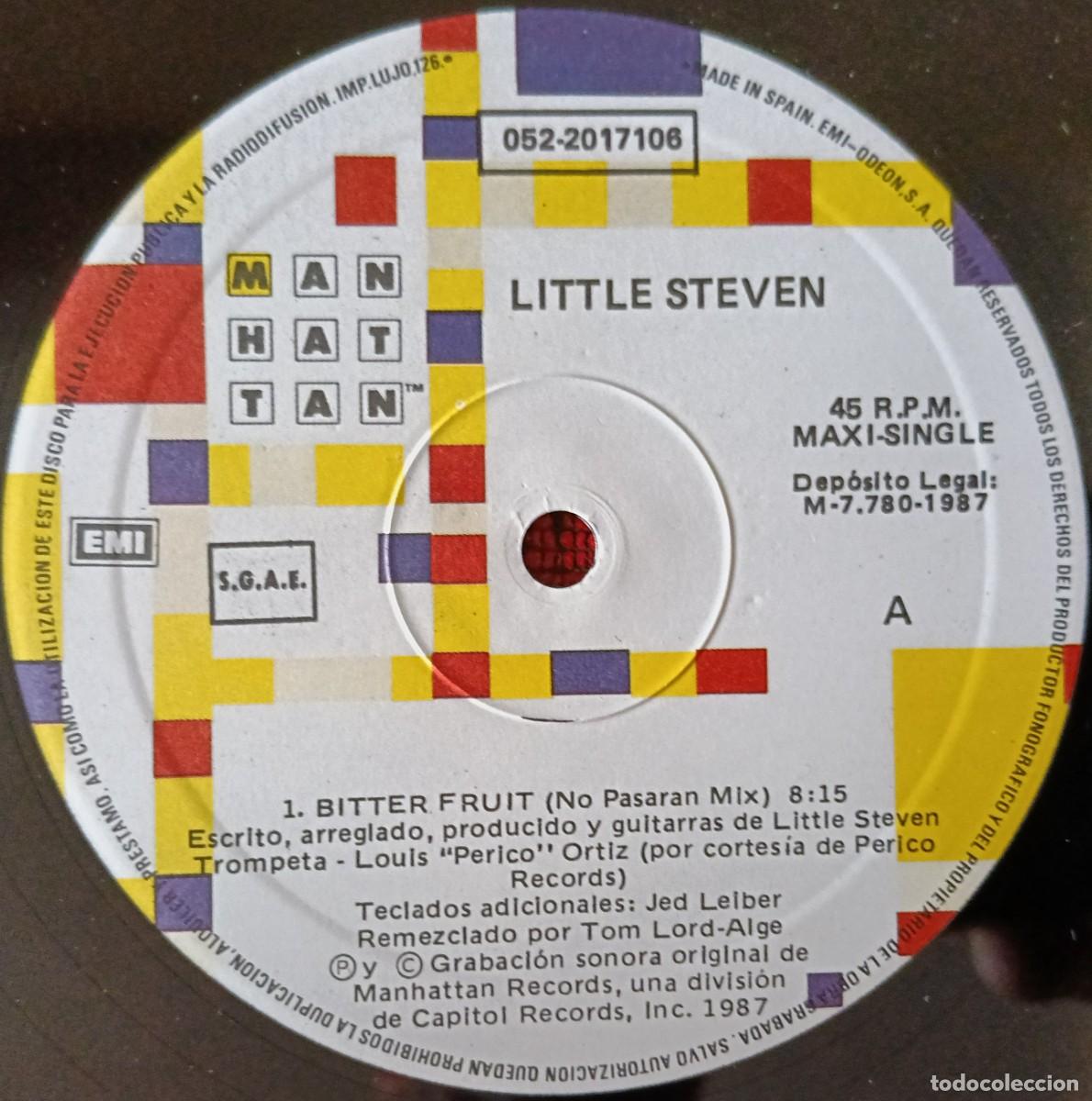 Discos de vinilo: LITTLE STEVEN ** Bitter Fruit ** MAXI SINGLE VINILO 1987 - Foto 3