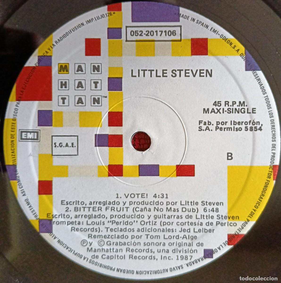 Discos de vinilo: LITTLE STEVEN ** Bitter Fruit ** MAXI SINGLE VINILO 1987 - Foto 4