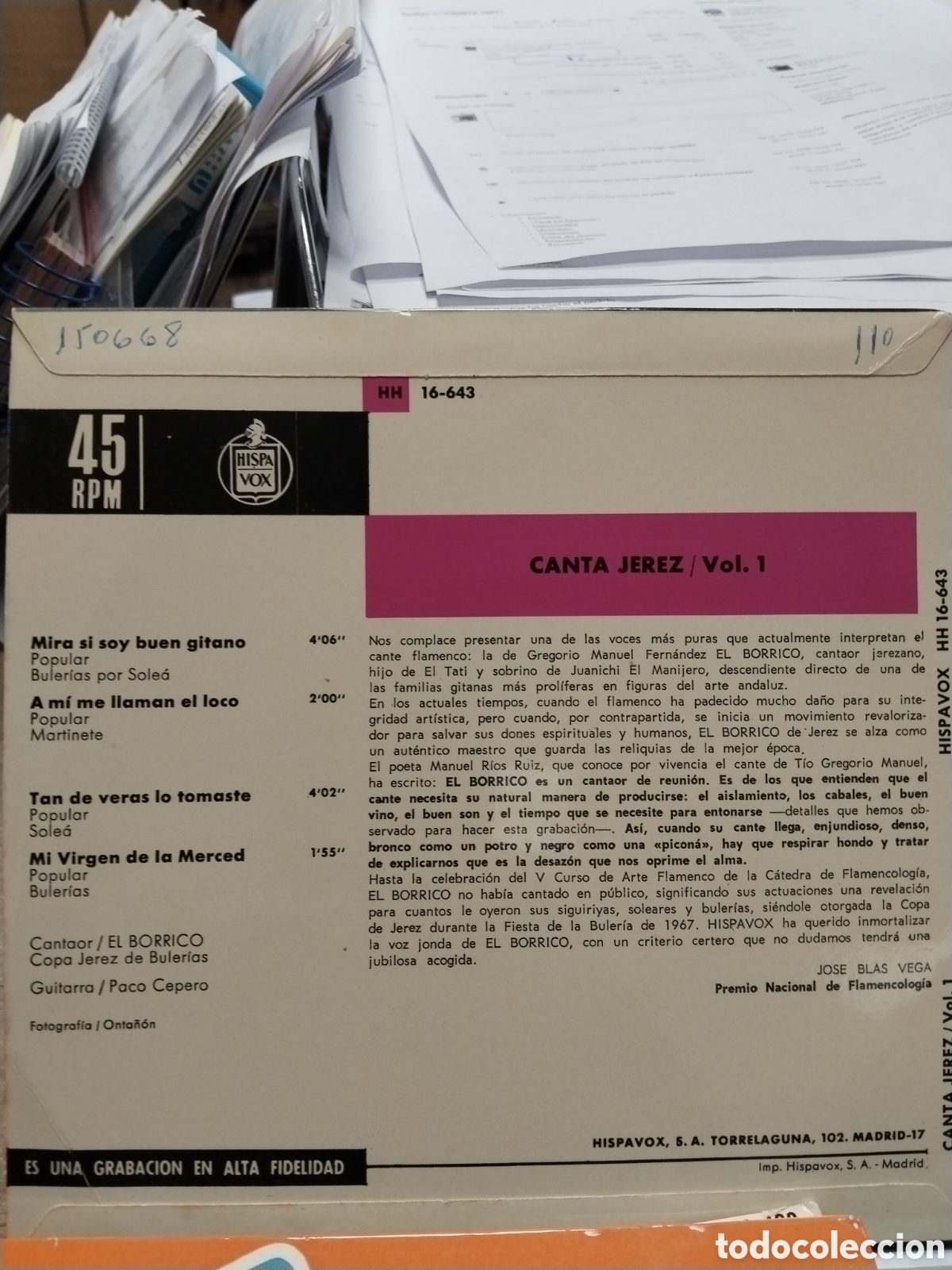Discos de vinilo: El borrico canta Jerez uno - Foto 2