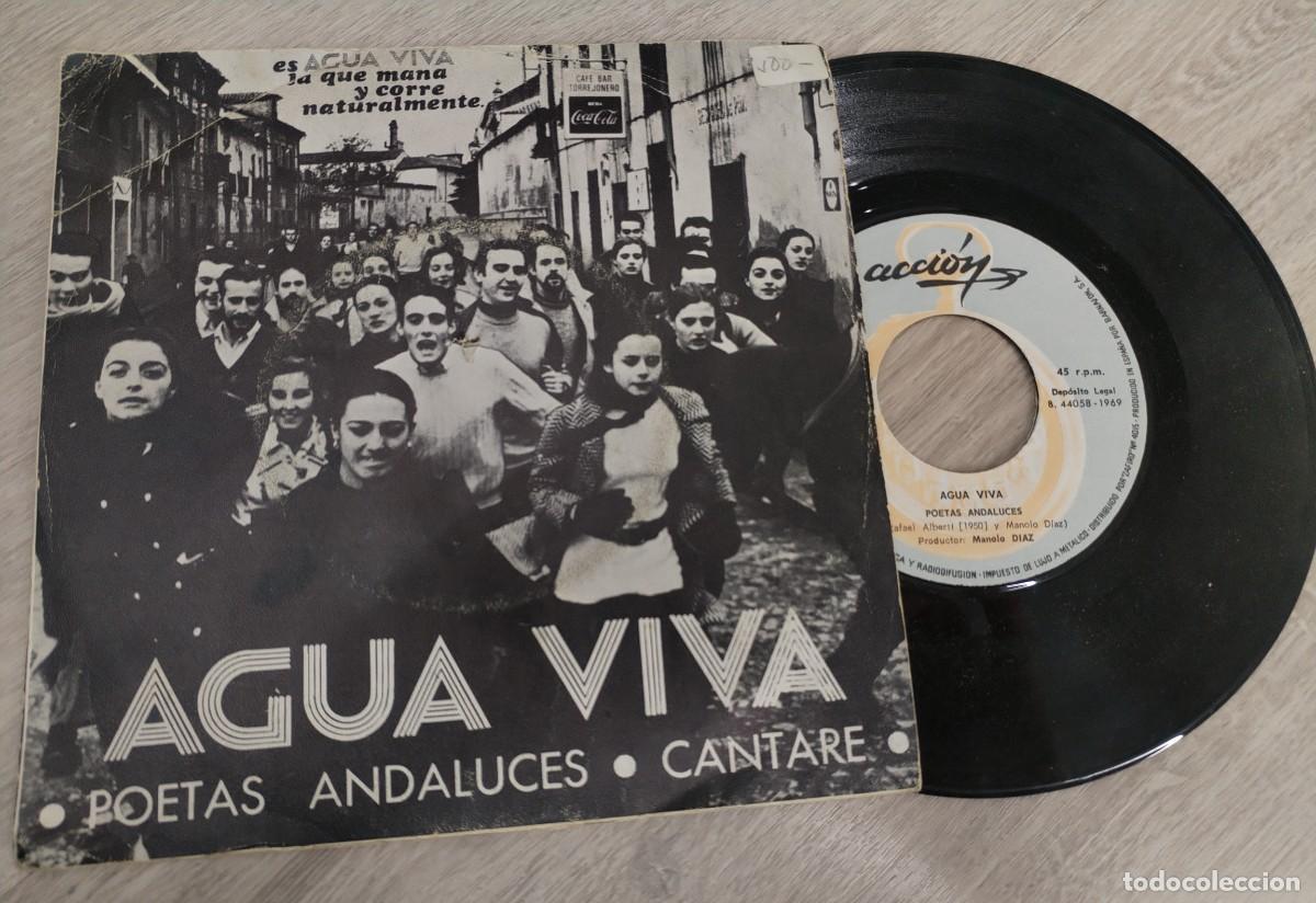 Discos de vinilo: AGUA VIVA - POETAS ANDALUCES + CANTARE ..SINGLE DE ACCION DE 1969 - CON LETRA EN CONTRAPORTADA