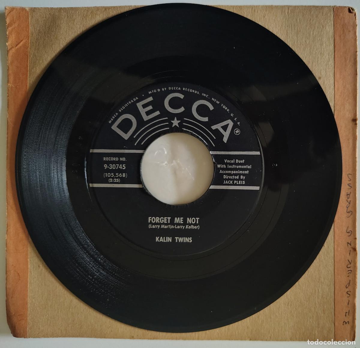 Discos de vinilo: The Kalin Twins. Forget me not/ Dream of me. Decca, USA 1958 single