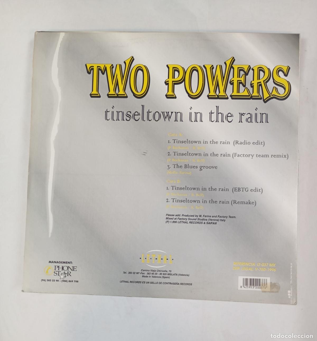 Discos de vinilo: Two Powers. Tinseltown In The Rain. MAXI-SINGLE. TDKDA43 - Foto 2